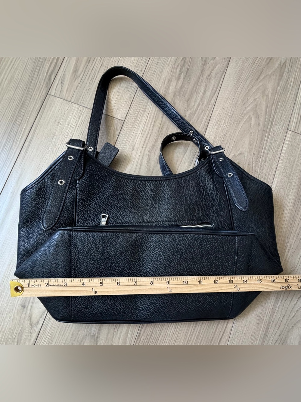 Coach Meadow Black Pebbled Leather Tote Large Shoulder Bag AMAZING CONDITION - Picture 8 of 9